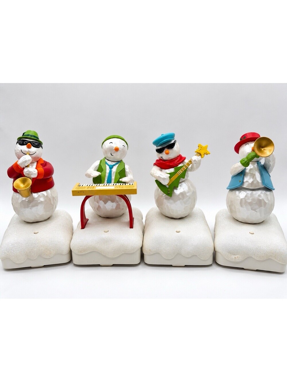 Hallmark Wireless Snowman Band Set of 4 Trombone Tony 3/4 Full Functioning Read